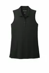 Port Authority Damen Dry Zone UV Micro-Mesh ärmelloses Polo LK110SV Tiefschwarz