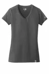 New Era Women's Heritage Blend V-Neck Tee. LNEA101 Schwarzes Heidekraut