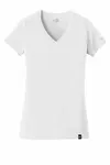 New Era Women's Heritage Blend V-Neck Tee. LNEA101 WEISS