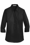 Camicia Port Authority SuperPro Twill da donna con maniche a 3/4. L665 NERO