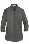 Camicia Port Authority SuperPro Twill da donna con maniche a 3/4. L665 Grigio sterling