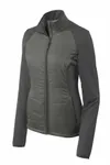 Port Authority Women's Hybrid Soft Shell Jacket. L787 Smoke Grey/ Grey Steel