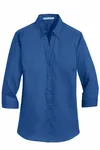 Camicia Port Authority SuperPro Twill da donna con maniche a 3/4. L665 Blu vero