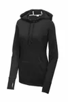 Sport-Tek Women's PosiCharge Tri-Blend Wicking Fleece Hooded Pullover. LST296 Black Triad Solid