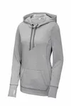 Sport-Tek Women's PosiCharge Tri-Blend Wicking Fleece Hooded Pullover. LST296 Light Grey Heather