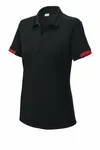 Sport-Tek Women's Club Colorblock Polo LST444 Black/ Deep Red