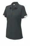 Sport-Tek Women's Club Colorblock Polo LST444 Iron Grey/ White