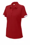 Sport-Tek Women's Club Colorblock Polo LST444 Deep Red/ White