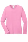 Port & Company Women's Long Sleeve Core Cotton Tee. LPC54LS Candy Pink