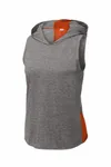 Sport-Tek Women's PosiCharge Tri-Blend Wicking Draft Hoodie Tank. LST410 Deep Orange/ Dark Grey Heather
