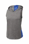 Sport-Tek Women's PosiCharge Tri-Blend Wicking Draft Hoodie Tank. LST410 True Royal/ Dark Grey Heather
