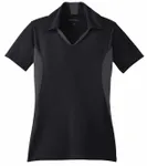Polo Sport-Tek Micropique Sport-Wick da donna con blocco laterale. LST655 Nero/Grigio ferro