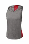 Sport-Tek Women's PosiCharge Tri-Blend Wicking Draft Hoodie Tank. LST410 True Red/ Dark Grey Heather
