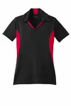 Polo Sport-Tek Micropique Sport-Wick da donna con blocco laterale. LST655 Nero/ Rosso intenso