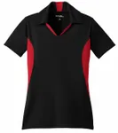 Polo Sport-Tek Micropique Sport-Wick da donna con blocco laterale. LST655 Nero/Rosso vero