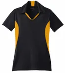 Polo Sport-Tek Micropique Sport-Wick da donna con blocco laterale. LST655 Nero/ Oro