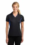 Polo Sport-Tek Micropique Sport-Wick da donna con blocco laterale. LST655 Oro/ Bianco