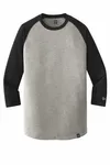 New Era Heritage Blend 3/4-Sleeve Baseball Raglan Tee. NEA104 Black/ Rainstorm Grey Heather
