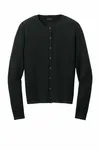 Port Authority Women's Easy Care Crewneck Cardigan Sweater LSW2870 Deep Black