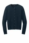 Port Authority Women's Easy Care Crewneck Cardigan Sweater LSW2870 River Blue Navy
