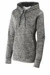Sport-Tek Damen PosiCharge Electric Heather Fleece Kapuzenpullover. LST225 Schwarzer Strom