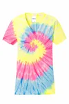 Port & Company Women's Tie-Dye V-Neck Tee. LPC147V Neon Rainbow