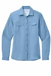 Port Authority Women's Langarm UV Daybreak Shirt LW960 Hellblau