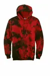 Port &amp; Company Felpa con cappuccio Crystal Tie-Dye PC144 Nero/Rosso