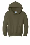 Port &amp; Company - Felpa con cappuccio Core Fleece Pullover Youth. PC90YH Verde oliva