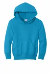 Port &amp; Company - Felpa con cappuccio Core Fleece Pullover Youth. PC90YH Blu neon