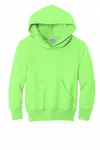 Port &amp; Company - Felpa con cappuccio Core Fleece Pullover Youth. PC90YH Verde neon