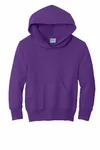 Port &amp; Company - Felpa con cappuccio Core Fleece Pullover Youth. PC90YH Squadra viola