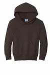 Port &amp; Company - Felpa con cappuccio Core Fleece Pullover Youth. PC90YH Marrone cioccolato scuro
