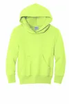 Port &amp; Company - Felpa con cappuccio Core Fleece Pullover Youth. PC90YH Giallo neon