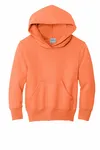 Port &amp; Company - Felpa con cappuccio Core Fleece Pullover Youth. PC90YH Arancione neon