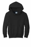 Port &amp; Company - Felpa con cappuccio Core Fleece Pullover Youth. PC90YH Nero Jet