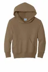 Port &amp; Company - Felpa con cappuccio Core Fleece Pullover Youth. PC90YH Marrone bosco