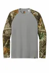Russell Outdoors Realtree Colorblock Performance Long Sleeve Tee RU151LS Grey Concrete Heather/ Realtree Edge
