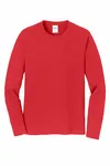 Port &amp; Company Maglietta a manica lunga preferita dai tifosi. PC450LS Rosso brillante