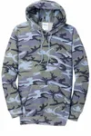 Port &amp; Company Core Fleece Camo Pullover Sweatshirt mit Kapuze. PC78HC Woodland Blau Tarnfarbe