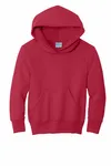 Port &amp; Company - Felpa con cappuccio Core Fleece Pullover Youth. PC90YH ROSSO
