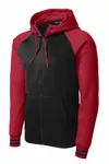 Sport-Tek Sport-Wick Varsity Fleece Full-Zip Hooded Jacket. ST236 Nero/ Rosso intenso