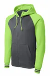 Sport-Tek Sport-Wick Varsity Fleece Full-Zip Hooded Jacket. ST236 Grigio fumo scuro/ Lime Shock