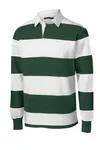 Polo da rugby Sport-Tek Classic a manica lunga. ST301 Verde foresta/ Bianco