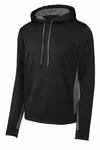 Pullover con cappuccio Sport-Tek Sport-Wick Fleece Colorblock. ST235 Nero/Grigio fumo scuro
