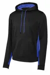Pullover con cappuccio Sport-Tek Sport-Wick Fleece Colorblock. ST235 Nero/ True Royal