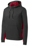 Sport-Tek Sport-Wick CamoHex Fleece Colorblock Hooded Pullover. ST239 Noir/ Rouge foncé