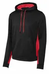 Pullover con cappuccio Sport-Tek Sport-Wick Fleece Colorblock. ST235 Nero/ Rosso intenso