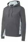 Sport-Tek Sport-Wick CamoHex Fleece Colorblock Hooded Pullover. ST239 Gris fumé foncé/ Blanc