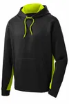 Pullover con cappuccio Sport-Tek Sport-Wick Fleece Colorblock. ST235 Nero/Giallo di sicurezza